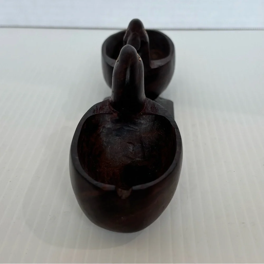 Vintage Duck Salt & Pepper Cellar Wood Hand Carving